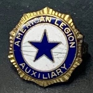 American Legion Auxiliary White Blue Enamel Pin June 1920 Star .5" Long Balfour